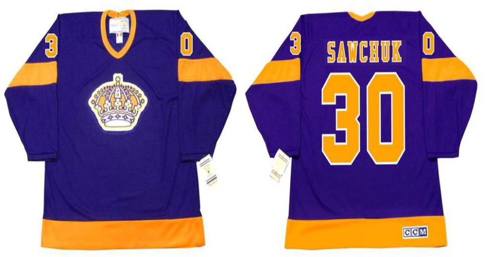 2019 Men Los Angeles Kings #30 Sawchuk Purple CCM NHL jerseys->los angeles kings->NHL Jersey